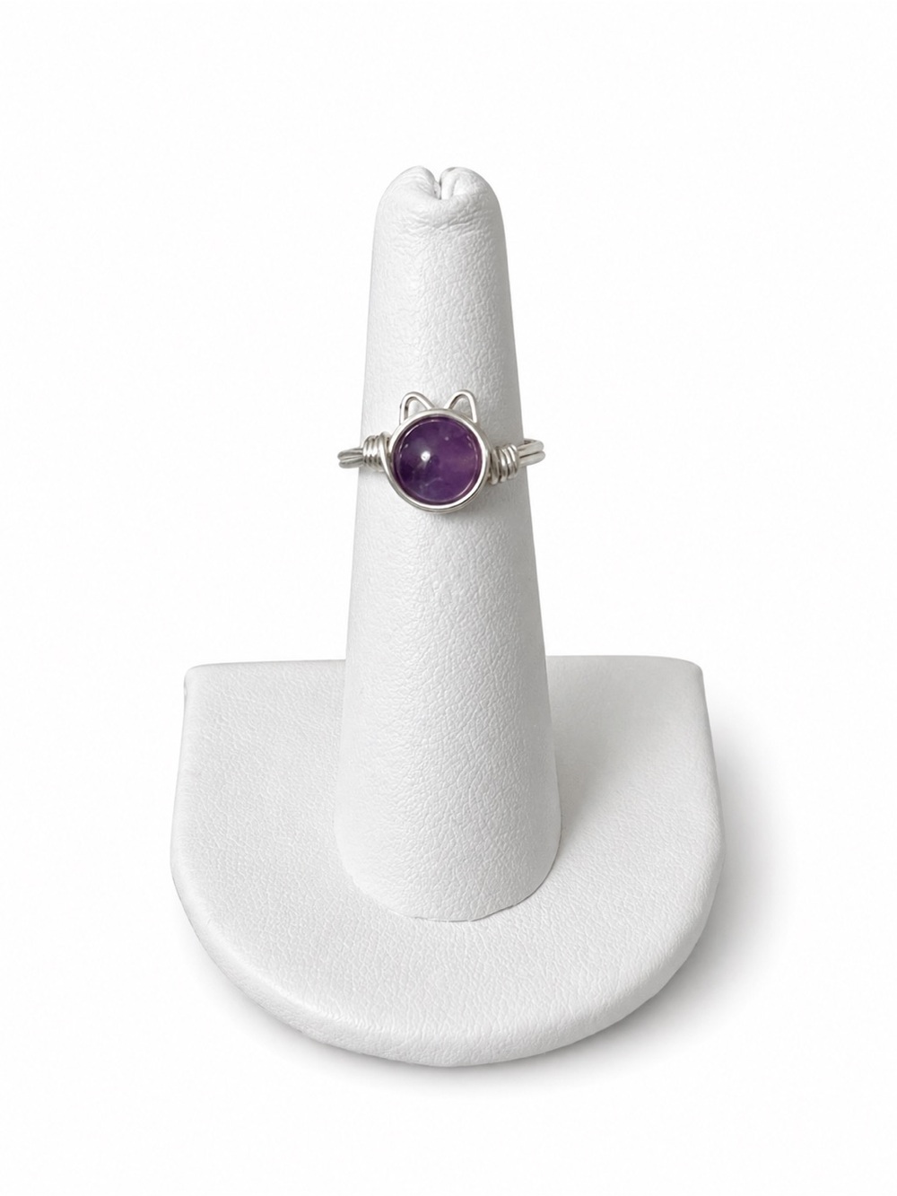 Wire Wrapped Amethyst Cat Ring